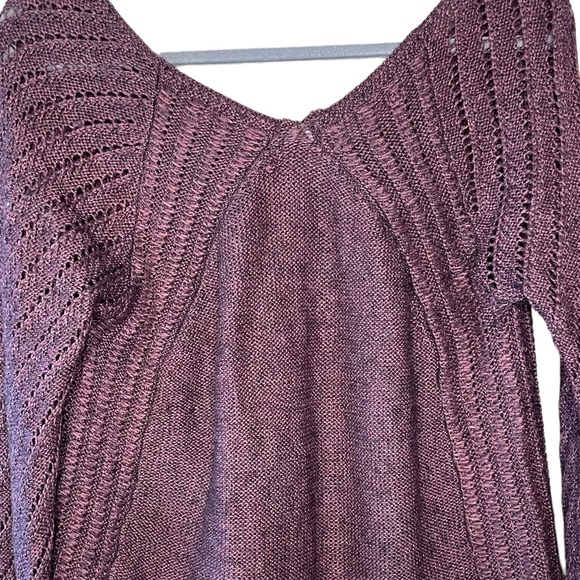 American Eagle Womens Wool Blend Maroon Sweater Long sleeves V Neck Size L - Picture 2 of 12
